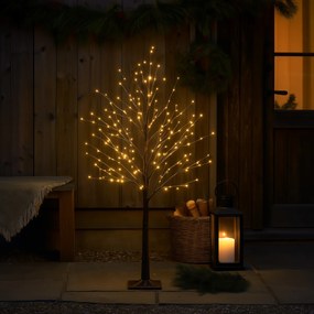 Коледна подова лампа кафяво дърво 120 см вкл. LED с таймер IP44 - Ki