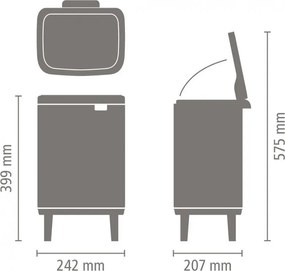 Кош за боклук Brabantia Bo Small Hi 1010461, 7 л, Повдигнат, Плавно и безшумно отваряне, Противоплъзгаща основа, Бежов