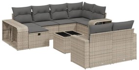 3266250 vidaXL Градински комплект диван с възглавници 11 части сив полиратан
