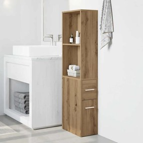 855303 vidaXL Тесен скрин за баня с колелца, дъб артизан, инженерно дърво