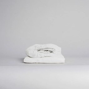 Бял еластичен чаршаф със смес от лен 160x200 cm – Linen Tales