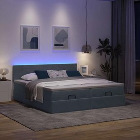3314598 vidaXL Османска легло с матраци и LED, тъмносиво, 160x200 см, кадифе