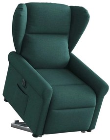 3303400 vidaXL Електрически изправящ реклайнер стол, тъмнозелен, текстил