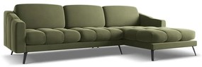 Зелен кадифен ъглов диван (десен ъгъл) Nalu – Makamii