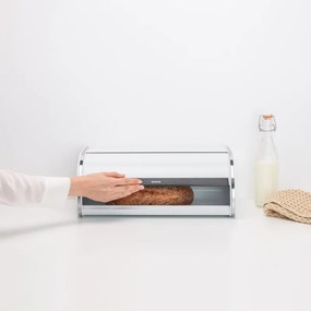 Кутия за хляб Brabantia Roll Top 1003250, 16 л, 44.5х26 см, Лека и здрава конструкция, Бял/Инокс