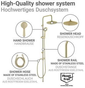 Матово златист душ комплект от неръждаема стомана 101 cm Young Line – Wenko