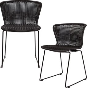 Черни градински столове в комплект 2 бр. от изкуствен ратан Wings – WOOOD