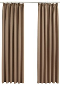 134439 vidaXL Затъмняващи завеси с куки, 2 бр, таупе, 140x225 см