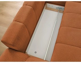 Теракотен шенилов сгъваем/с място за съхранение ъглов диван (десен ъгъл) Everest – Bobochic Paris