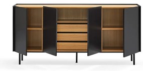 Черен нисък скрин от декор от дъб 165x78 cm Arista – Teulat