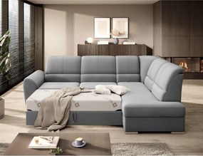 Сив кадифен разтегателен ъглов диван с място за съхранение (десен ъгъл L форма) Siber – ELTAP