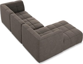 Кафяв ъглов диван от прежда с примки от букле (ляв ъгъл) Aloha – Makamii