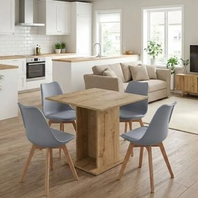 Комплект за трапезария 5 части Allos - Viva в цвят сапфирен дъб - сив 75x75x77см.