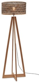 Подова лампа с бамбуков абажур в черен и естествен цвят (височина 145 см) Java - Good&amp;Mojo