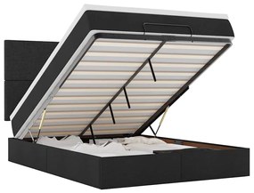 3313929 vidaXL Османска легло с матрак и LED, черно, 140x200 см, плат