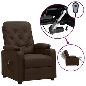 3098864 vidaXL Електрически наклоняем стол, кафяв, изкуствена кожа