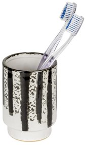 Черно-бяла керамична чаша за четки за зъби Subiza – Wenko