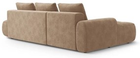 Светлокафяв кадифен сгъваем/с място за съхранение ъглов диван (ляв ъгъл) Linz – Cosmopolitan Design