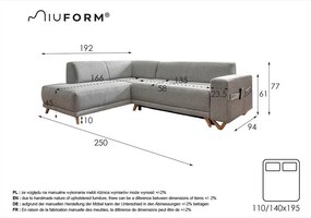 Антрацитен разтегателен/с място за съхранение ъглов диван (ляв ъгъл/L форма) Classy Sophie – Miuform