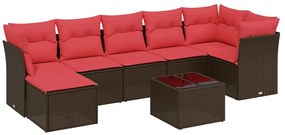 3263210 vidaXL Градински комплект с възглавници, 8 части, кафяв, полиратан