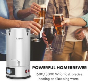 Klarstein Maischfest, котол за ферментация, 5 части, 1500 W/3000 W, 25 литра, LCD Touch , неръждаема стомана