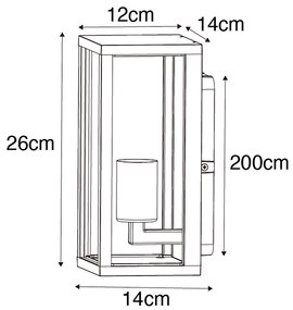 Интелигентна стенна лампа ръждиво кафява 26 см IP44 с WiFi ST64 - Charlois