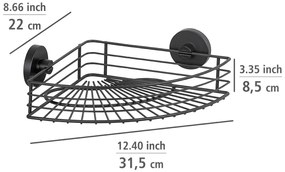 Черен ъглов рафт за баня Vacuum-Loc® Bari - Wenko