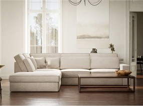 Кремав шенилов ъглов диван (ляв ъгъл/L форма) Kirou – Maison de Rêve