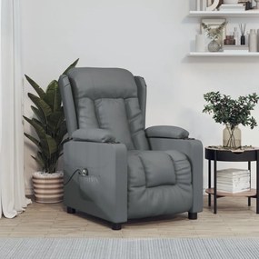 3098805 vidaXL Електрически реклайнер стол, сив, изкуствена кожа