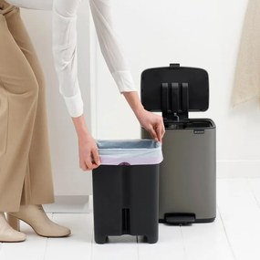 Кош за боклук Brabantia Bo Pedal 1010128, 12 л, Леко затваряне, Противоплъзгаща основа, Платинено сив
