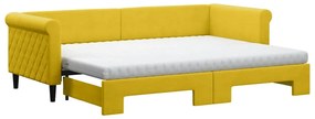3197793 vidaXL Канапе с изтеглящо легло и матраци жълто 80x200 см кадифе