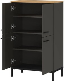 Тъмно сив висок шкаф за баня в дъб 60x97 cm Yonkers - Germania