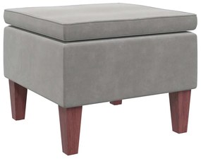 329457 vidaXL Табуретка с дървени крака, светлосива, кадифе