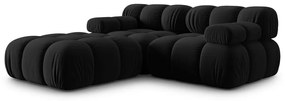 Черен ъглов диван от кадифе Bellis - Micadoni Home