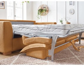 Разтегателен диван от рипсено кадифе в цвят горчица 225 cm Augustin – Bobochic Paris