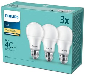 КОМПЛЕКТ 3x LED Крушка Philips E27/6W/230V 2700K