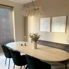 Интелигентна висяща лампа черна с кехлибарено стъкло с 8 Wi-Fi G9 - Uvas