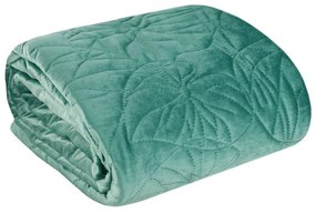 Луксозна покривка за легло от зелено кадифе с лилия, ватирана по метода на горещата преса Широчина: 280 см | Дължина: 260 см