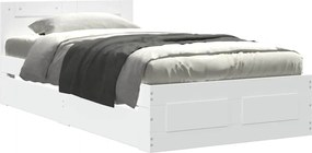 3295583 vidaXL Рамка за легло с табла без матрак, бяла, 90x200 см