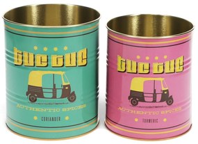 Декоративни кутии за съхранение в комплект от 2 бр. от калай ø 11x13 cm Tuc-tuc – Rex London