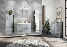 Сив гланцов стенен шкаф с мивка 81x61 cm Vasio – Germania