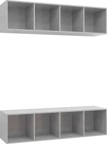 3079785 vidaXL ТВ шкафове за стенен монтаж 2 бр, бетонно сиви, инженерно дърво