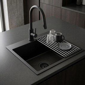 Стоманена мивка с комплект аксесоари 3 бр. REA Leo 50 Black