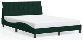 3207852 vidaXL Рамка за легло без матрак Hanko, тъмнозелена, 140x200 см, кадифе