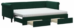 3197838 vidaXL Канапе изтеглящо легло и чекмеджета тъмнозелен 80x200 см кадифе