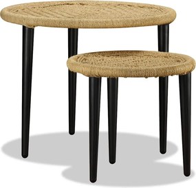 244218 vidaXL Комплект маси за кафе от 2 части, естествена юта