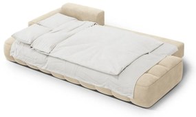 Бежов кадифен сгъваем/с място за съхранение ъглов диван (ляв ъгъл) Linz – Cosmopolitan Design