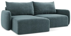 Тюркоазен разтегателен ъглов диван с място за съхранение (ляв ъгъл) Kalena – Makamii