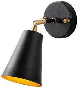 Стенна лампа в черно и златисто ø 10 cm Evander – Opviq lights