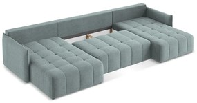 Син разтегателен ъглов диван с място за съхранение (U форма) Moku – Makamii